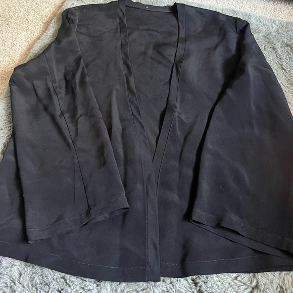 Peter Cohen 100% Silk Open Cardigan Blouse Black XL - Picture 2 of 7